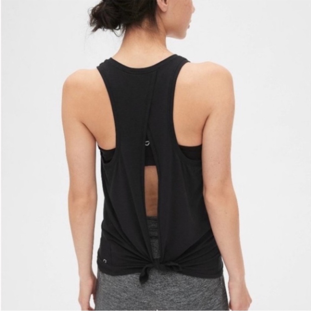 GapFit Breathe Tie-Back Heather Black Women's Tank Top Size XS